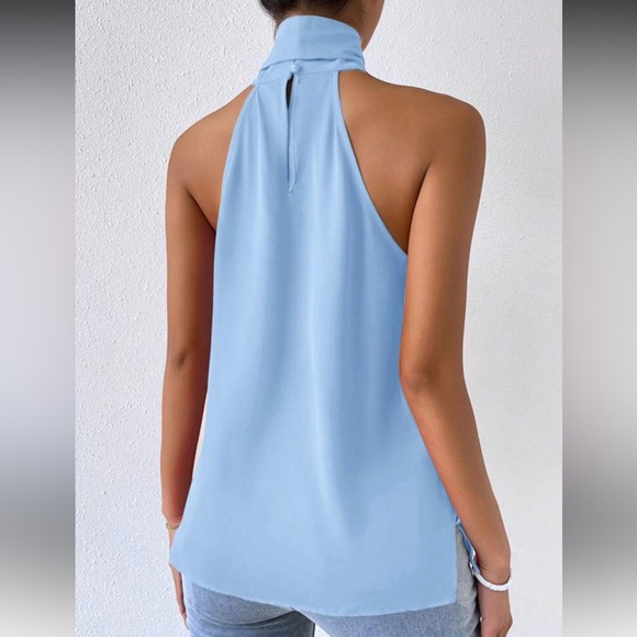 Elegant Baby Blue  Halter Top - Picture 3 of 16